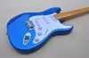 Metal Blue Electric Guitar with Yellow Maple Fretboard SSS Pickups Customizable