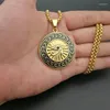 Pendant Necklaces Hip Hop Rock Round Stainless Steel Horus Eye Pendants For Men Rapper Jewelry Gold Color Drop