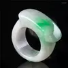 Cluster Rings Real Green Jade 7A Ring Natural Gift Peculiar Emerald Men Women Jewelry
