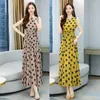 Casual Dresses Polka Dot Women Summer Beach Maxi Dress 2023 Korean Fashion Slim Chiffon Sleeveless Elegant Ladies Sundress H008