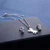 Necklace Earrings Set Stainless Steel For Women Horse Stud Earring Brincos Collier 3pcs Wedding Jewelery Accessories