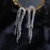 Dangle Earrings Luxury Rhinestone Crystal Long Tassel For Women Silver Color Bridal Drop Earring Party Wedding Jewelry Gifts
