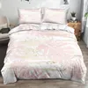 Bedding Sets 3D Simple Pink Tropical Leaves Bed Linen White Comforter Full Twin King Size 220x240cm Duvet Cover Set Home Textile