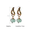 Baumelnde Ohrringe Vintage S925 Sterling Silber vergoldet natürliche Jade Tropfen für Frauen Schmuck Temperament Perle Jahrestagsgeschenk