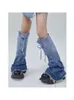 Damen Jeans Y2K Mode Frauen Beinwärmer Socken Punk Rock Denim Harajuku Verstellbare Kniestrümpfe Japanische Mode Streetwear Beinabdeckung L230316