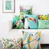 Oreiller peint à la main fleurs oiseaux feuille housse décor à la maison décoration rouge jaune bleu taie d'oreiller canapé chaise taille