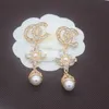 Pendientes colgantes de moda con forma de gota de perla, pendientes de diseñador para mujer, letras, fiesta, amantes de la boda, regalos, accesorios de joyería