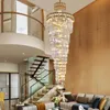 Luxcry Crystal Chandeliers Duplex Living Room Lights Villa Stair Stair Long Long Revolving Staircase Lights Lamp