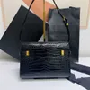 9A Designer Bag Manhattan Shoulder Purse Women Alligator Cowhide Envelop 24cm Plain Handbags