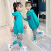 Kledingsets Girls Pak 2023 Spring Autumn Sport Koreaanse mode Hoodie Leggings Leggings Children's Two -Piece Outfits Christmas Des