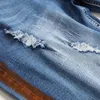 Herren Jeans Sommer Bedruckte Farbstreifen Denim Shorts Mode Gerade Passform Stretch Klassischer Stil Kurze Markenkleidung