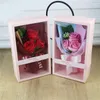 Dekorativa blommor Transparent Box Soap Flower Gift Artificial Rose Bouquet för Wedding Souvenir Valentine's Day