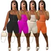 Partihandel Kvinnors spårskidor Kvinnor Knit Summer Shorts Outfits Corset Hook Gothic Crop Tanks Tops Shorts Two 2 Pieces Set Streetwear Designer 9496