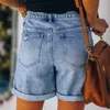 Damen-Shorts, Sommer, Übergröße, Denim, Indie-Stil, Damen, lässig, locker, elastisch, hohe Taille, weites Bein, gerade, kurze Jeans, Streetwear, 230317