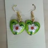 Pendientes con dije de corazón de amor de flor de esmalte Cloisonne personalizado, joyería étnica al por mayor, gota para el oído artesanal tradicional de China, accesorios para mujer, 10 par/lote