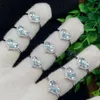 Pierścienie klastra 10pcs luksusowy naturalny pierścień serca topaza dla kobiet romantyczny kamień szlachetny Regulowany Ri Wedding zaręczynowy prezenty biżuterii