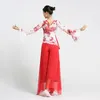 Vêtements de scène Style chinois femmes Costume de danse classique corps gaze veste trompette manches danseuse ethnique haut pantalon pratique vêtements Hanfu fille