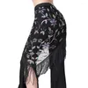 Stage Wear Class Belly Dance Clothes Black Mesh Base Long Fringes Triangle Sequins Belt Bellydannce Hip Scarf For Gilrs