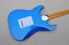 Metal Blue Electric Guitar with Yellow Maple Fretboard SSS Pickups Customizable