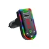 Car F7 Charger Bluetooth FM Transmitter Dual USB Quick Charging Type C PD Ports Adjustable Colorful Atmosphere Lights Handsfree Audio