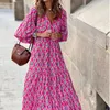 Robes de soirée été Boho Maxi femme robe formelle lanterne manches impression longue luxe adapté élégant pour les femmes 2023