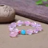 STRAND Groothandel roze natuurlijke kristallen armbanden met vorm Bead Pixiu Hanger Bracelet Lucky For Women Fresh Gift Sieraden