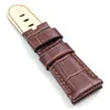 24mm - 22mm Brown Red Crocodile Grain Calf Leather Band Folding Deployment Clasp Strap For PAM PAM111 Wirst Watch