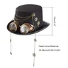 Geniş Memlu Şapkalar Kova Şapkaları Vintage dişli zinciri gözlükleri üst şapka Victoria siyah caz şapkası Steampunk şapka parti performans şapkası Karnaval tema partisi 230317
