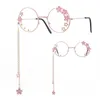 Óculos de sol Mulheres óculos enquadramentos sakura pingente de metal redonda lente transparente lentes Óculos decorativos decorativos