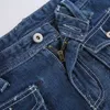 Jeans da donna India Punk Vintage Jeans svasati a vita bassa con tasche Goth Streetwear Figura intera Jeans donna blu Y2K Pantaloni retrò chic Autunno L230316