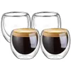 100% New Brand Fashion 4pcs 80ml Double Wall Insulated Espresso Cups Drinking Tea Latte Coffee Mugs Whiskey Glass Cups Drinkware2565
