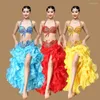 Stage Wear Performance 2023 Egyptian Belly Dancing Oriental Dance Outfits 3pcs (Bra Belt Skirt) Costume Set