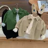 Kids Shirts Baby Boy Girl Cotton Corduroy Shirt Infant Toddler Kid Casual Shirt Outwear Long Sleeve Autumn Spring Top Baby Clothes 1-7Y 230317