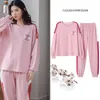 Vections de sommeil pour femmes automne 100% coton pyjama élégant ensembles pyjamas dessin animé imprimé long pijama mujer nightsuit home salon 230317