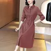 Casual Kleider Shirt Kleid Weiblich 2023 Frühling Herbst Frauen Temperament Langarm Taille Schlanke Solide Damen Büro Kleidung