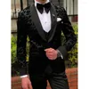 Costumes pour hommes magnifiques smokings de mariage noirs sur mesure 2023 impression veste gilet pantalon 3 pièces ensemble Blazer Masculino Trajes A Medida