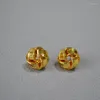 Stud Earrings Raylove Twist Lace Brass Gold-Plated Winding Yarn Ball Modeling 925 Silver