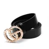 Belts Belt women's fashion double g inlaid pearl smooth buckle trouser new couple's belt straight