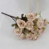 装飾的な花人工バラの花のようなシミュレーション14ヘッドフェイクシルクと茎の小屋の小道具結婚式の装飾アクセサリー