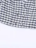 Camicette da donna Moda donna Tweed scozzese Top corto 2023 Maniche lunghe Doppio petto con scollo a V Camicie femminili casual