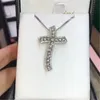 Vintage Long Lab Diamond Cross Pendant 925 Sterling Silver Party Wedding Pendants Necklace For Women Men Moissanite Jewelry Gift