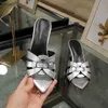 Luxury women sandal high heels Tribute slipper slide strass and leather sandals sexy pointed toe summer pop lady pump shoes wedding party dress heeled 35-42