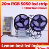 2016 LED STRIPS 20M 5050ストリップ防水RGB温かい白いクール24KEYリモート150Wトランス