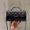 Vintage French Womens Vanity Shoulder Black Bags Caviar Leather Calfskin Classic Mini Flap Quilted Comsetic Case Aged Silver Metal Hardware Handbags 16CM/19CM