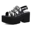 Sandaler plattform för kvinnor Chunky High Heel Gladiator Summer Open Toe Buckle Strap Punk Goth Shoes Stor storlek 42 43