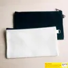 Blank Canvas Black Zipper Lápis Casos de caneta bolsas de algodão Bolsas de cosméticos Bolsas de maquiagem Organizador de embreagem de telefone celular