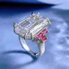 Smeraldo taglio 13*20mm lab anello di diamanti da laboratorio 100% reale 925 sterling in argento feste nuziali anelli per uomini che uomini fidanzati gioielli