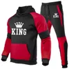 Herrspårspår King Tracksuit Set Winter Hoodies Pants 2 Piece Running Autumn Sweatshirt Sport Joggers Sweatpants Passar Male 230317