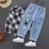 Dżinsy Summer Baby Boys Denim Denim Hole Dzieci Dżinsy w stylu Korea Południowej Casual Cowboy Pants Child Toddler Beach Spods 230317