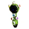 Glazen rookpijp zware 4 '' Tabocco Handpijpen gloeien in de Dark Evil Eye Handmade Herb Lepoon Bowl